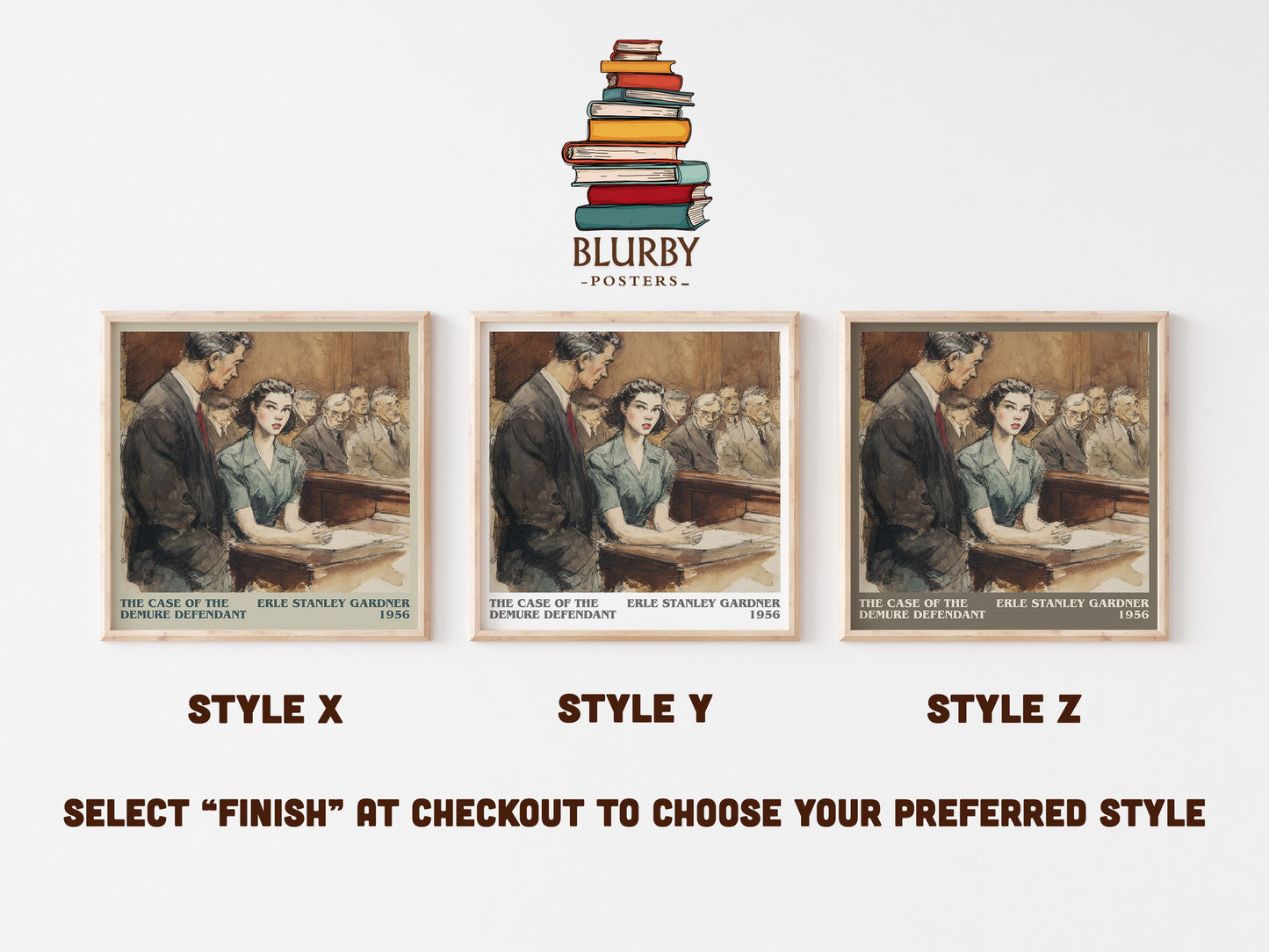 The Case of the Demure Defendant literary art print colour and style options – Erle Stanley Gardner book art