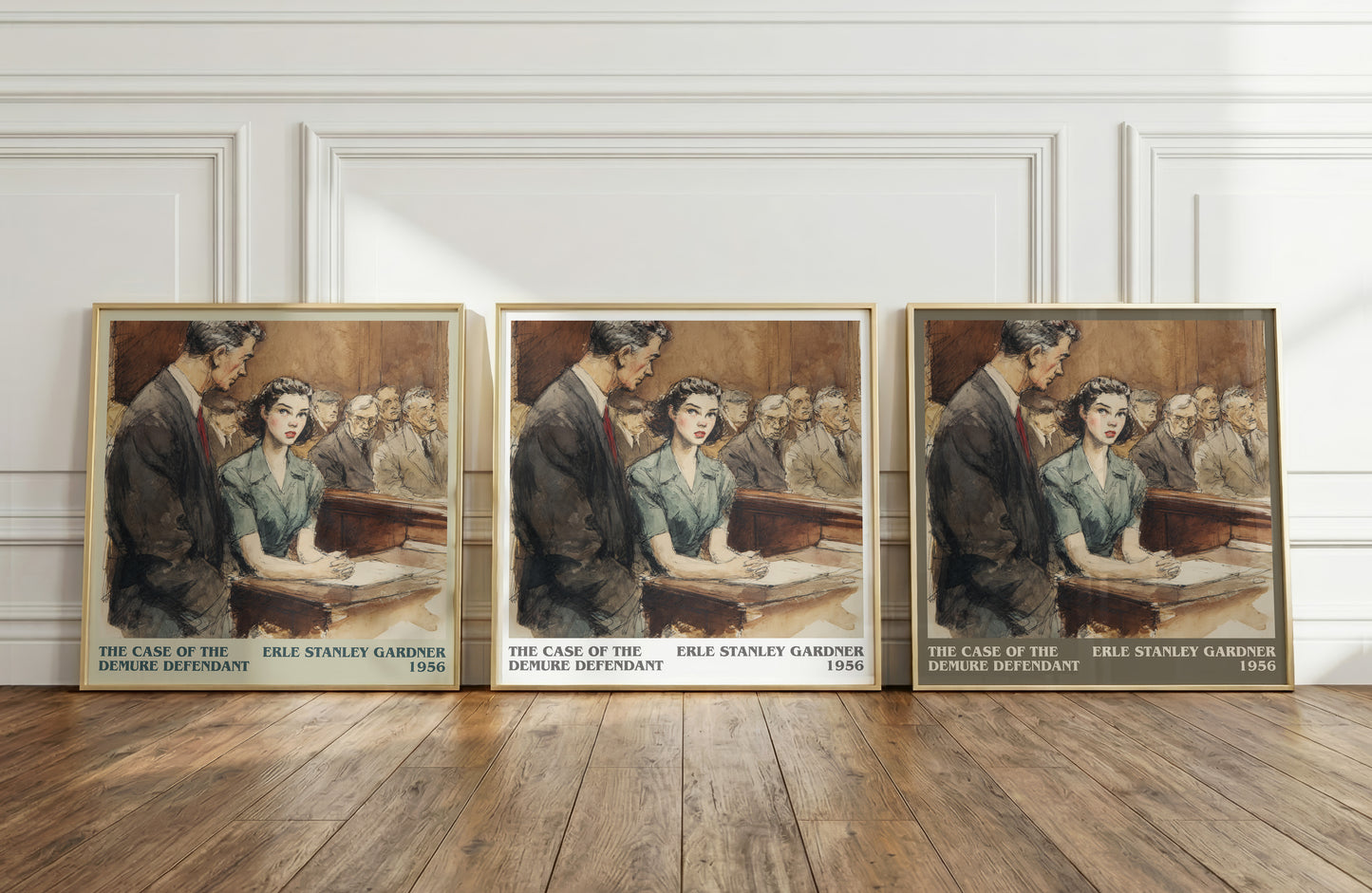 The Case of the Demure Defendant literary print framed by window – literary home decor