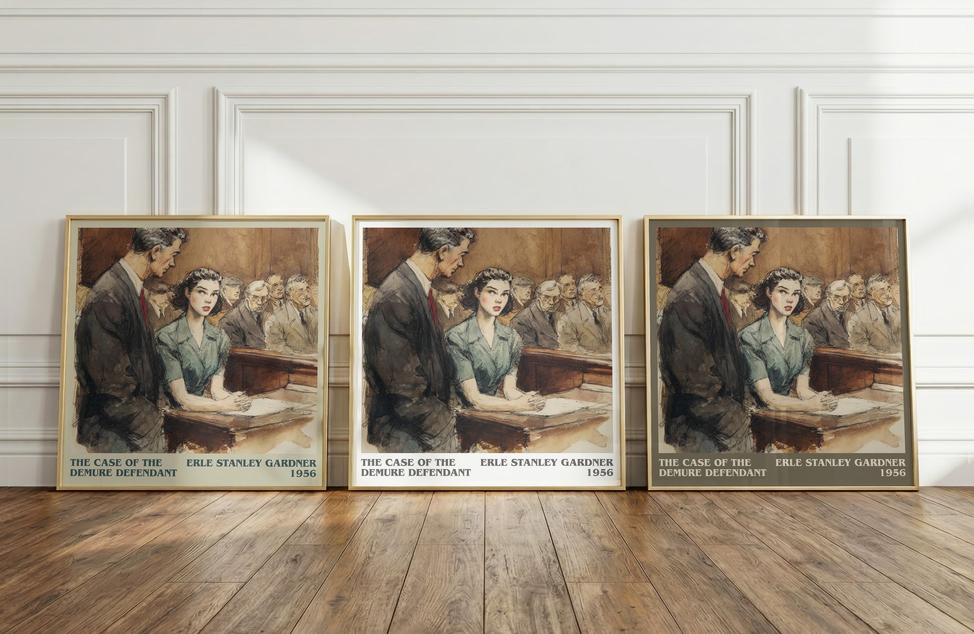 The Case of the Demure Defendant literary print framed by window – literary home decor