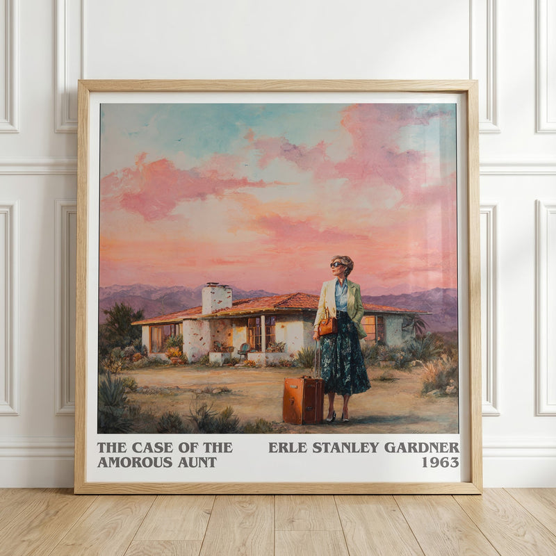 The Case of the Amorous Aunt literary print in frame leaning in hallway – gothic wall art