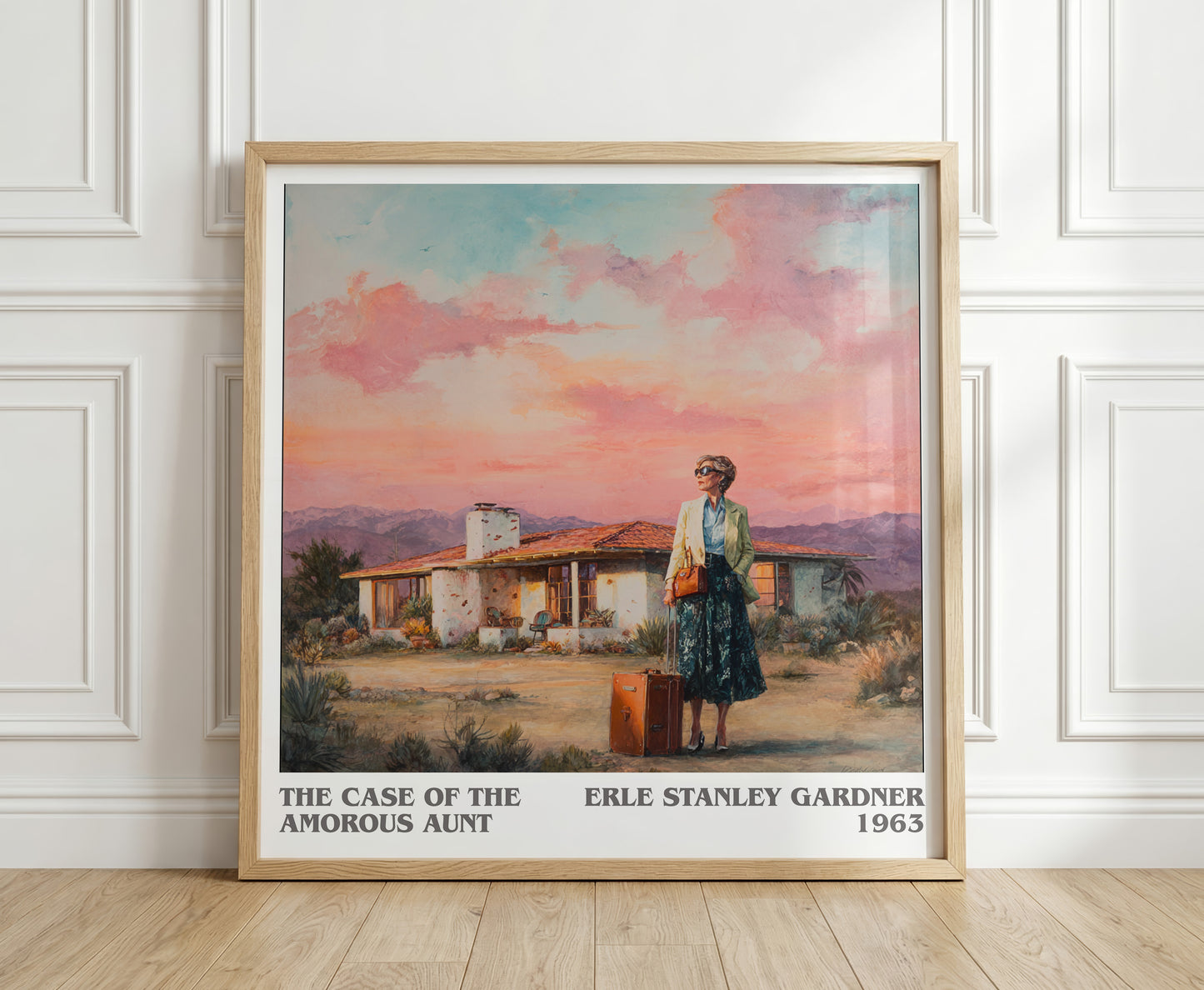 The Case of the Amorous Aunt literary print in frame leaning in hallway – gothic wall art