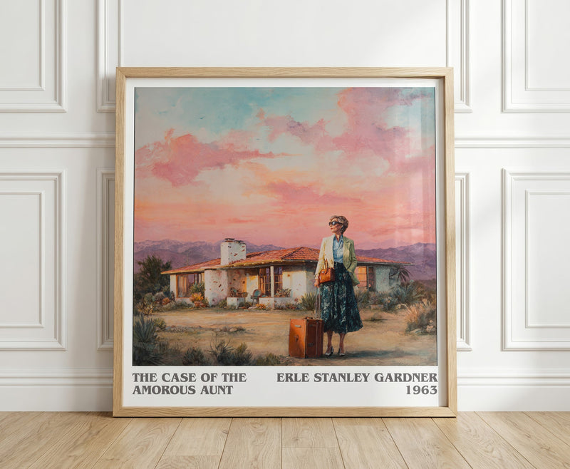 The Case of the Amorous Aunt literary print in frame leaning in hallway – gothic wall art