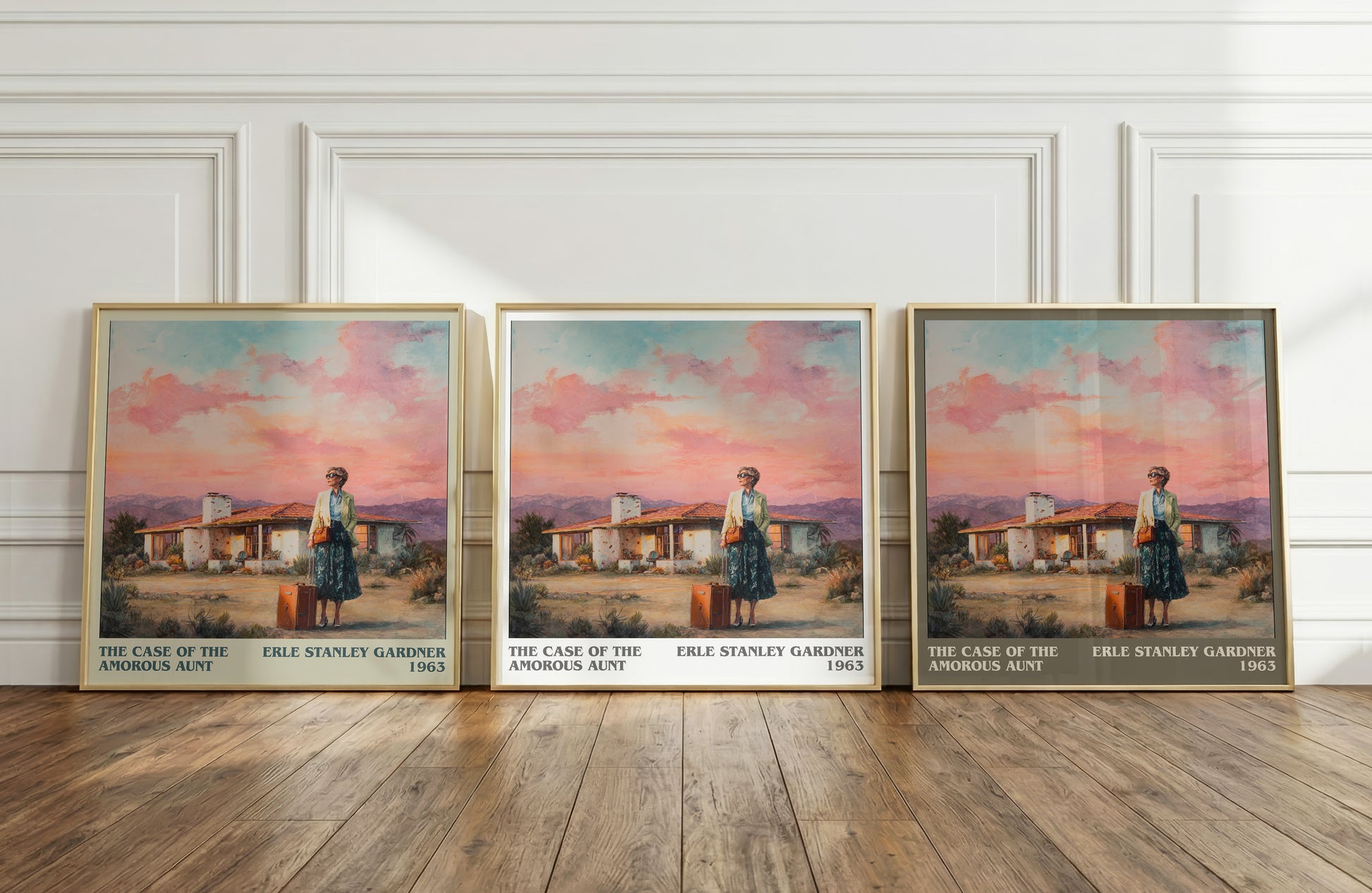 The Case of the Amorous Aunt literary print framed by window – literary home decor