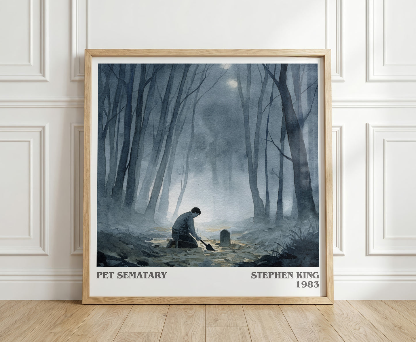 Pet Sematary literary print in frame leaning in hallway – horror wall art