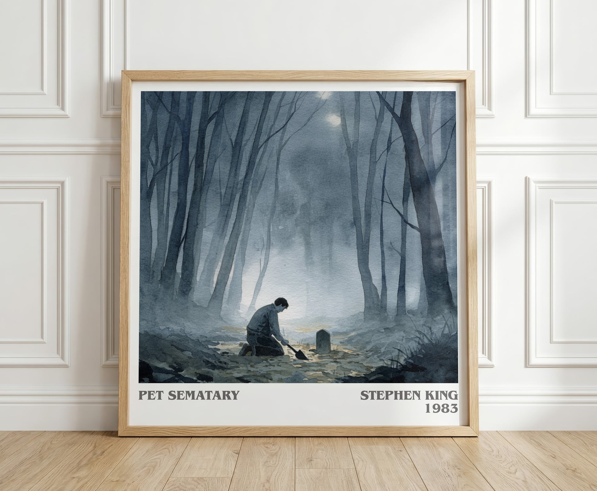 Pet Sematary literary print in frame leaning in hallway – horror wall art