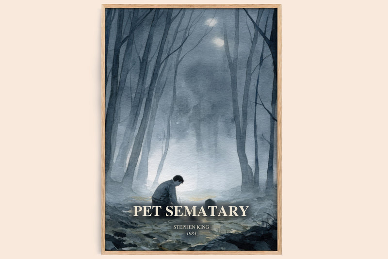 Pet Sematary watercolour book poster by Stephen King – framed literary art print