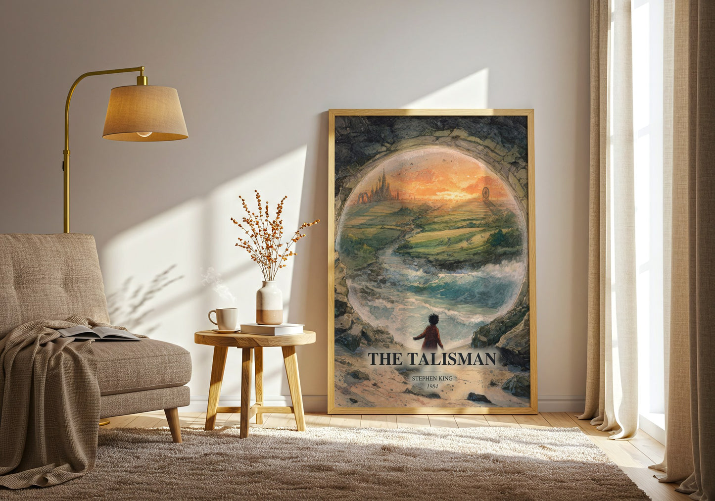 The Talisman watercolour print in frame leaning in hallway – fantasy wall art