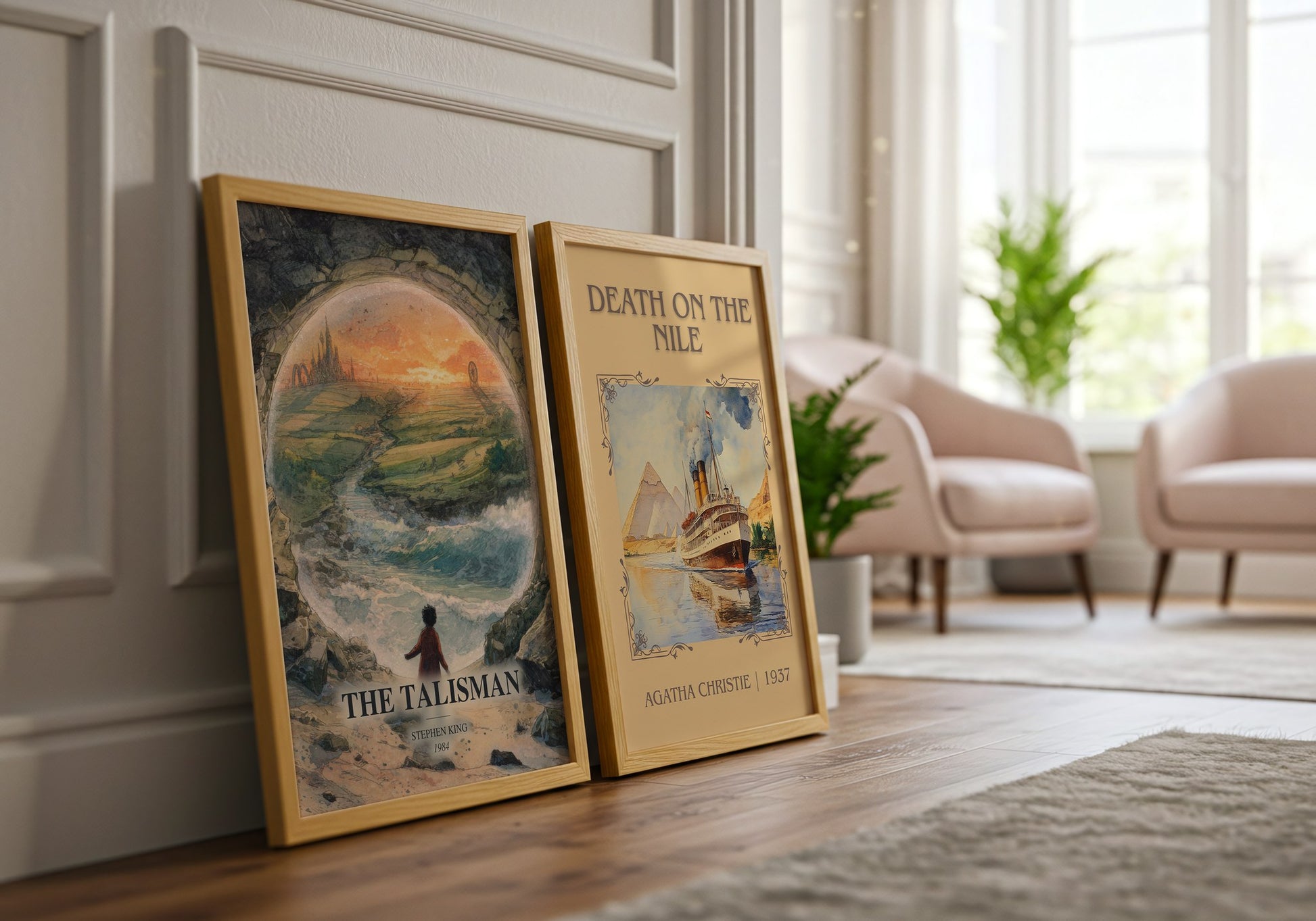 The Talisman watercolour print framed by window – literary home decor