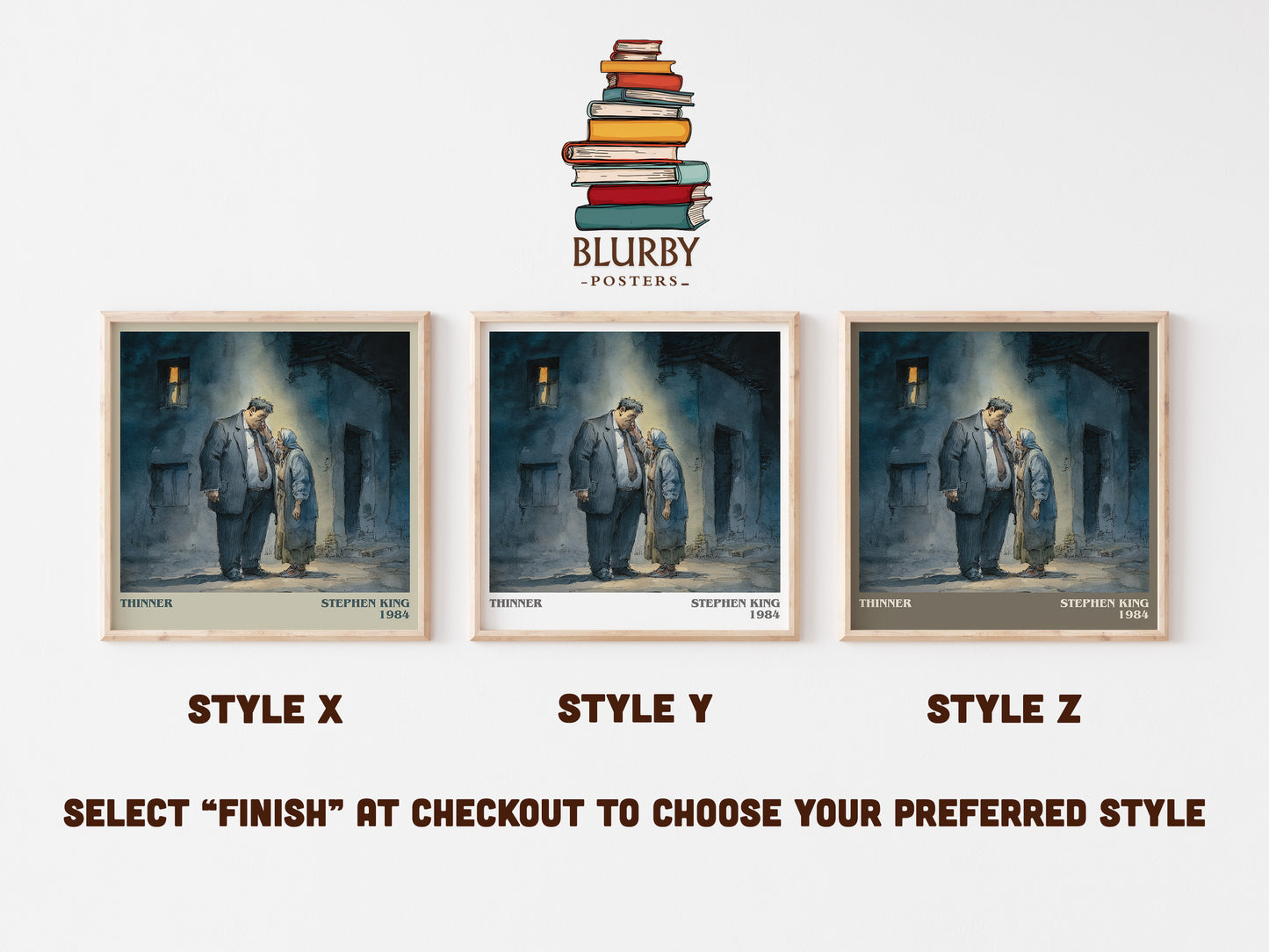 Thinner literary art print colour and style options – Stephen King book art