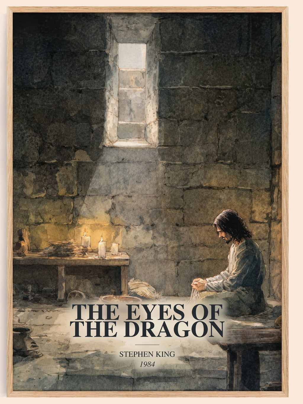 The Eyes Of The Dragon watercolour book poster by Stephen King – framed literary art print