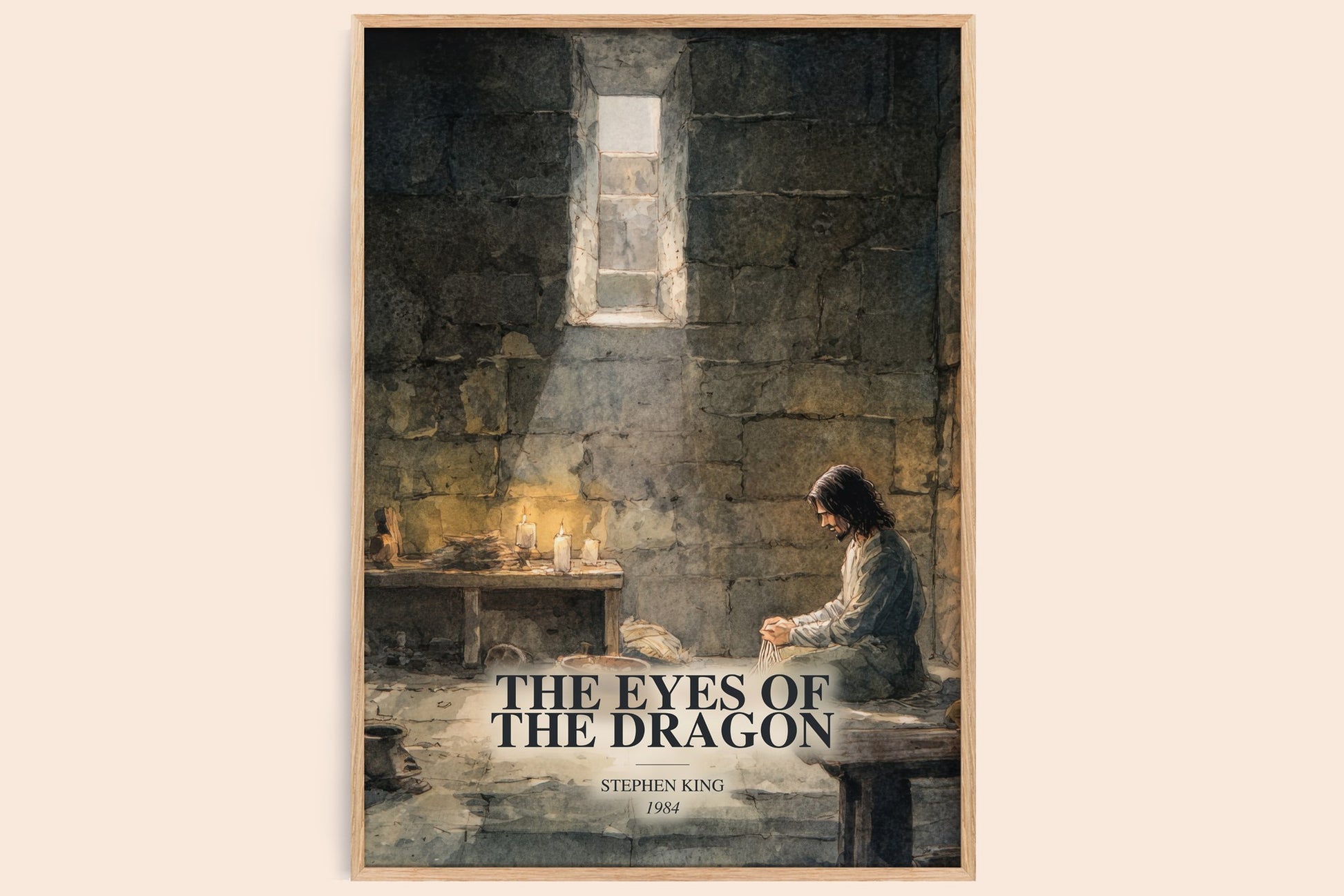 The Eyes Of The Dragon watercolour book poster by Stephen King – framed literary art print