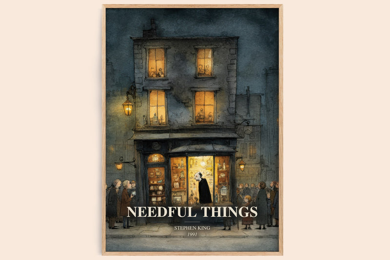 Needful Things watercolour book poster by Stephen King – framed literary art print