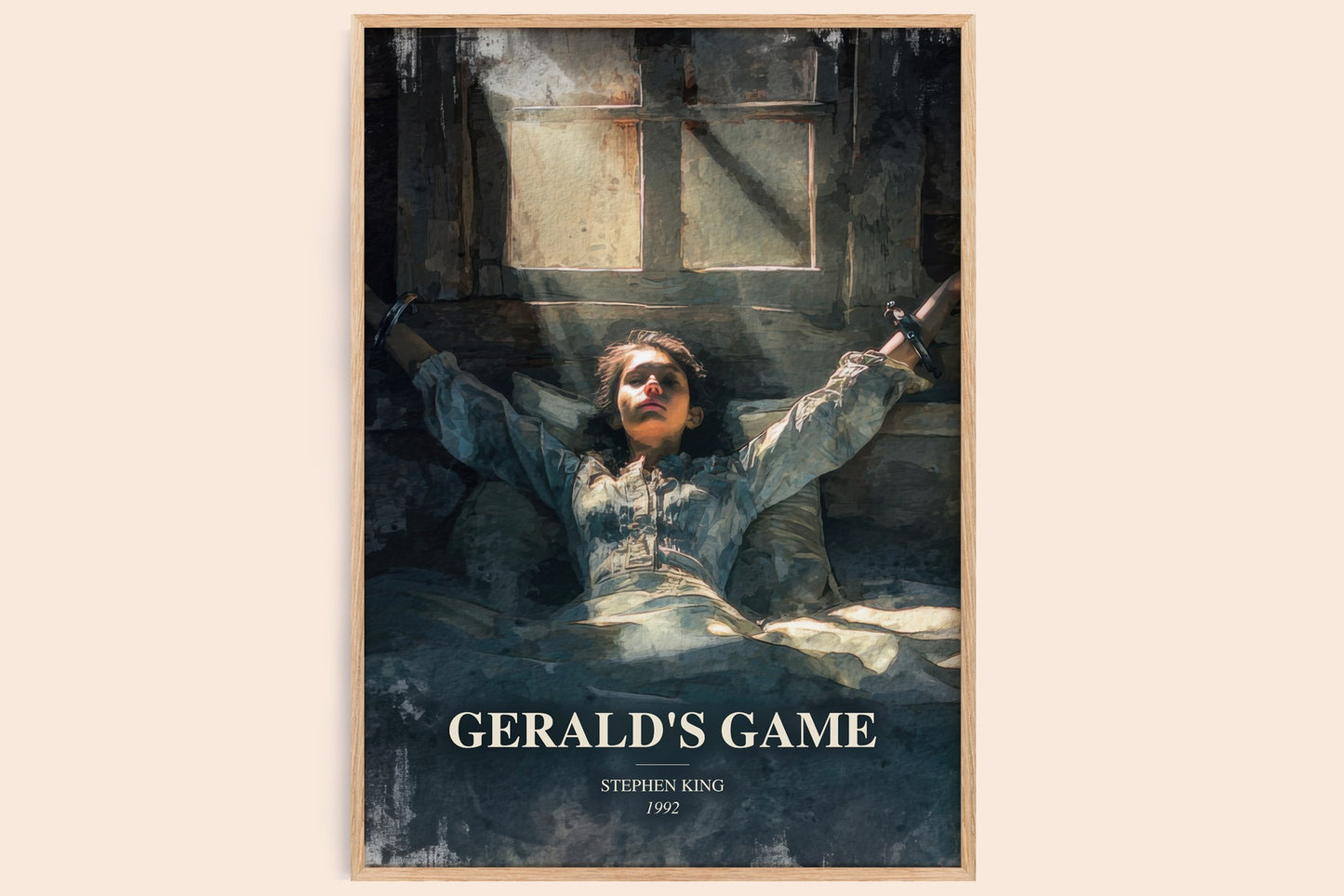 Gerald'S Game watercolour book poster by Stephen King – framed literary art print