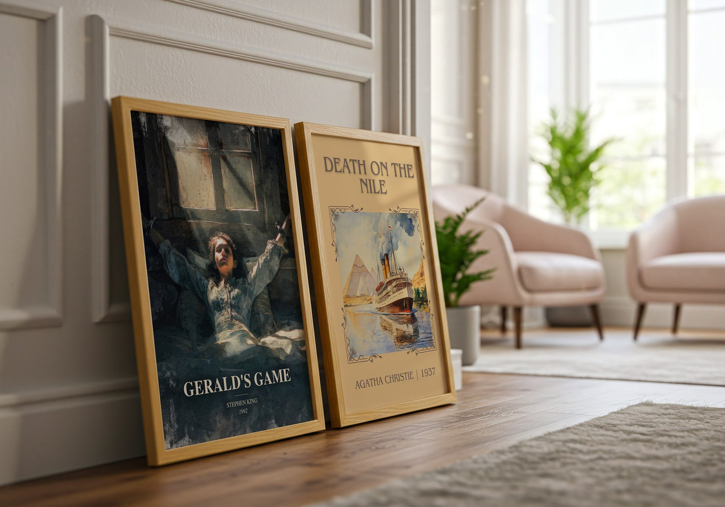 Gerald'S Game watercolour print framed by window – literary home decor