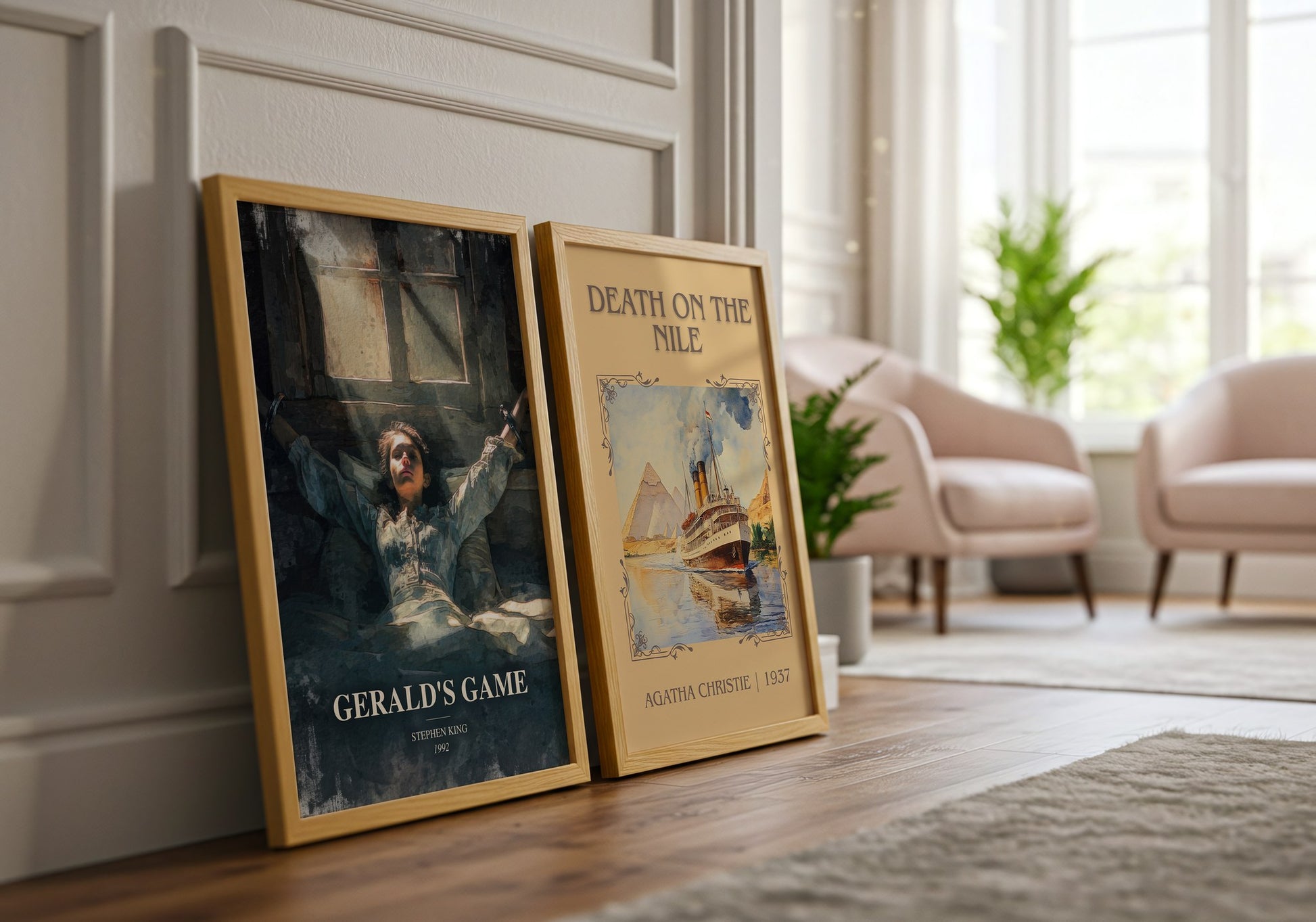Gerald'S Game watercolour print framed by window – literary home decor