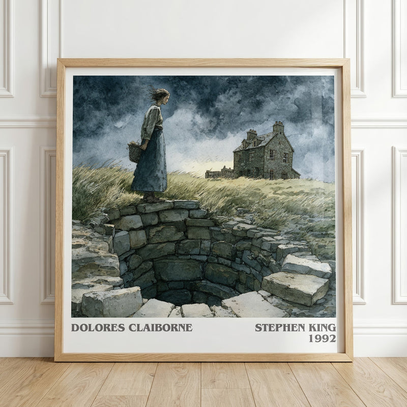 Dolores Claiborne literary print in frame leaning in hallway – thriller wall art