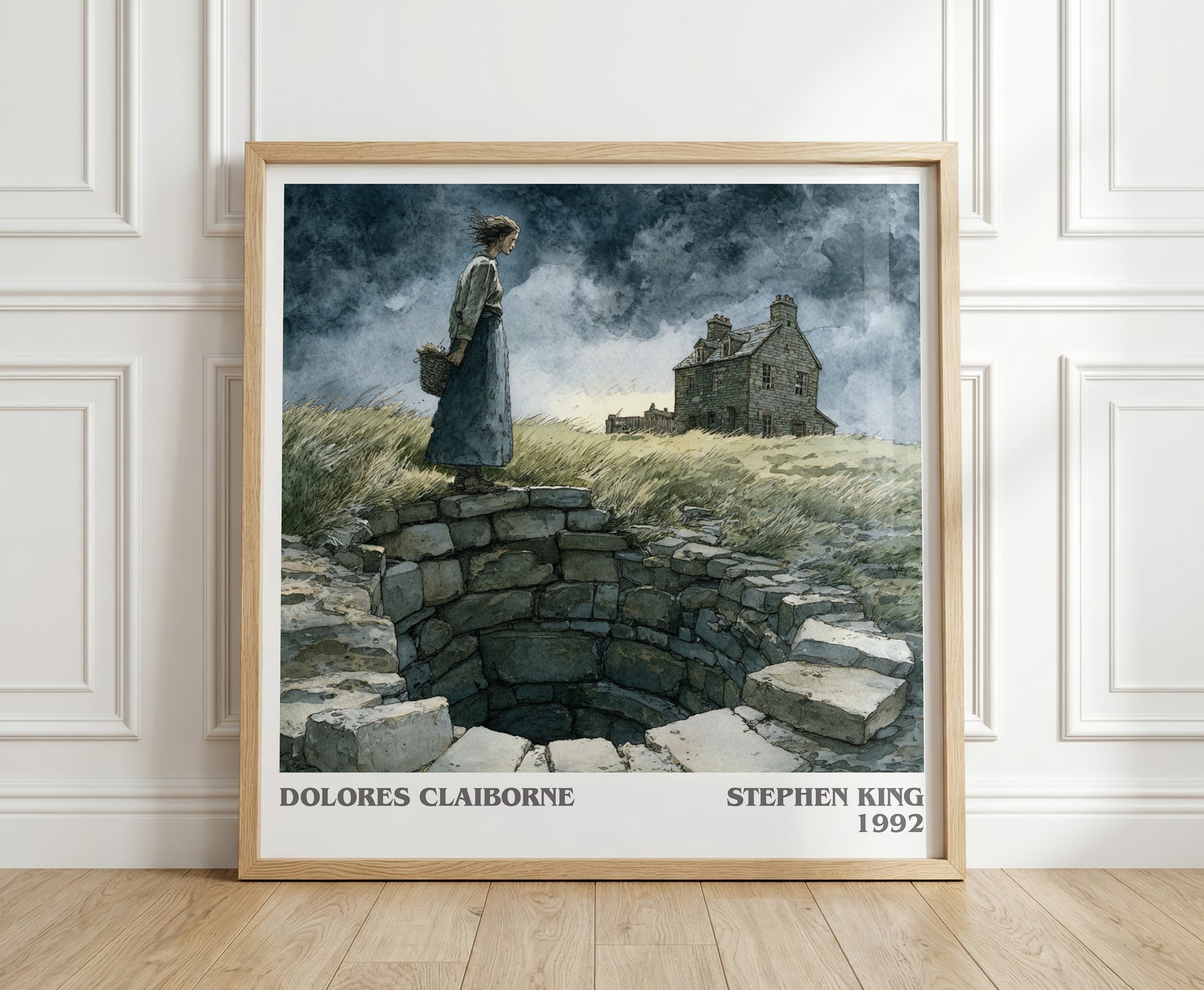 Dolores Claiborne literary print in frame leaning in hallway – thriller wall art
