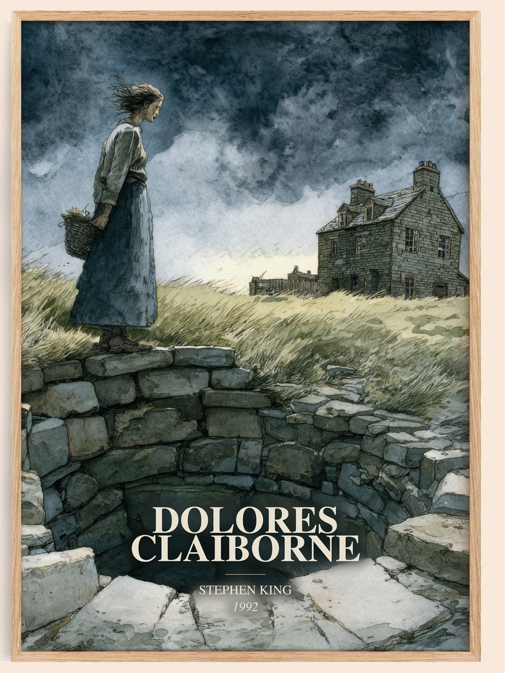 Dolores Claiborne watercolour book poster by Stephen King – framed literary art print