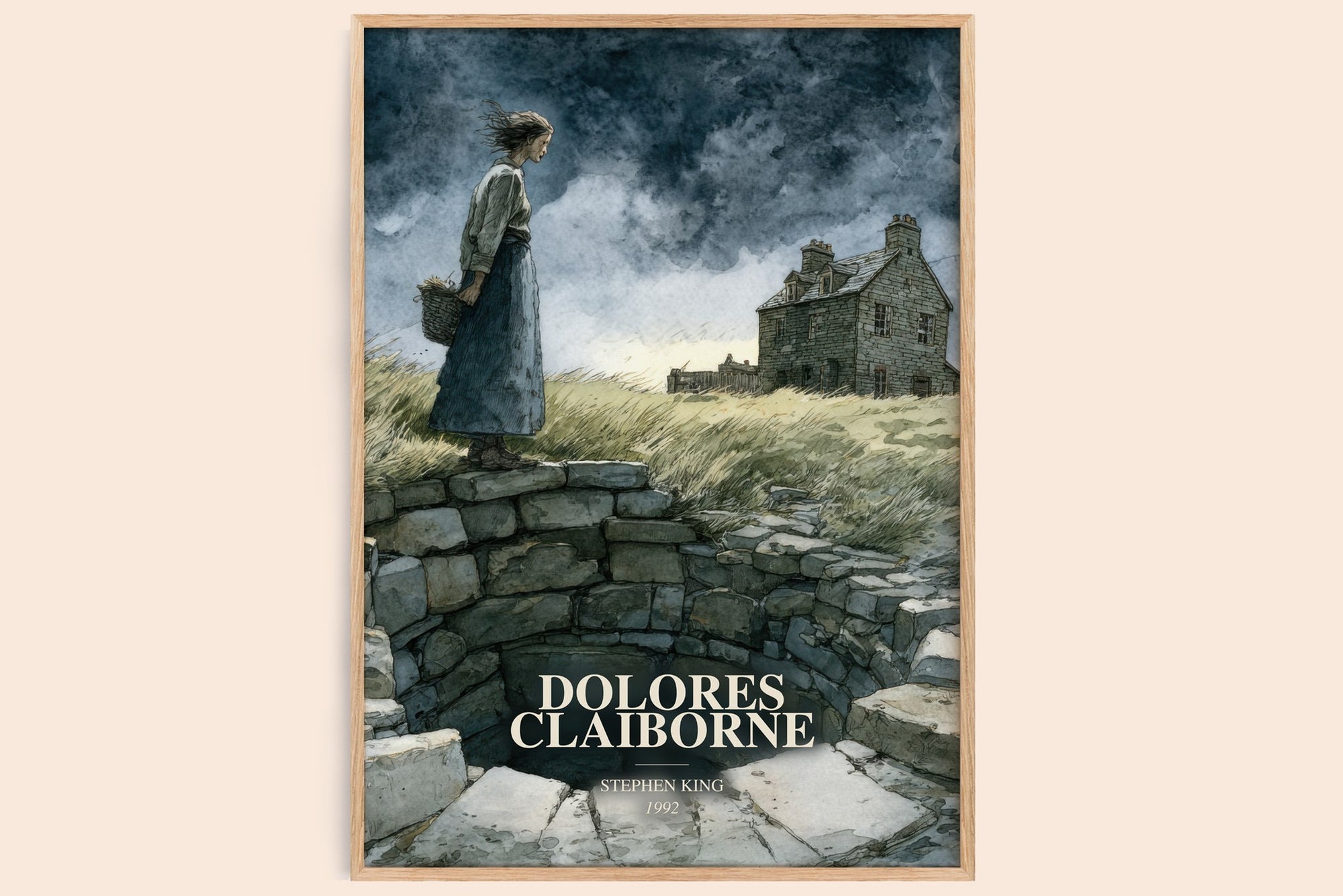 Dolores Claiborne watercolour book poster by Stephen King – framed literary art print