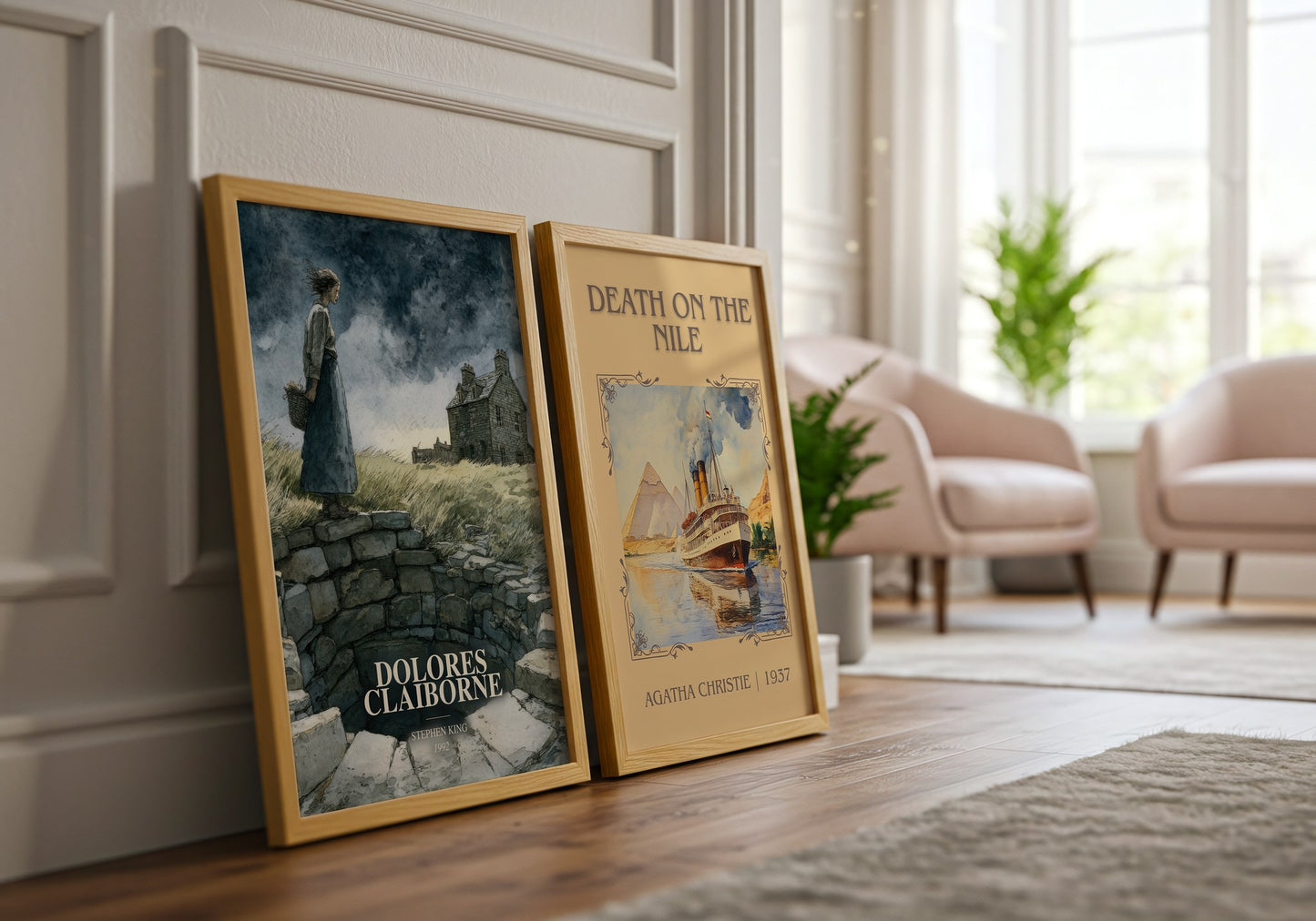 Dolores Claiborne watercolour print framed by window – literary home decor