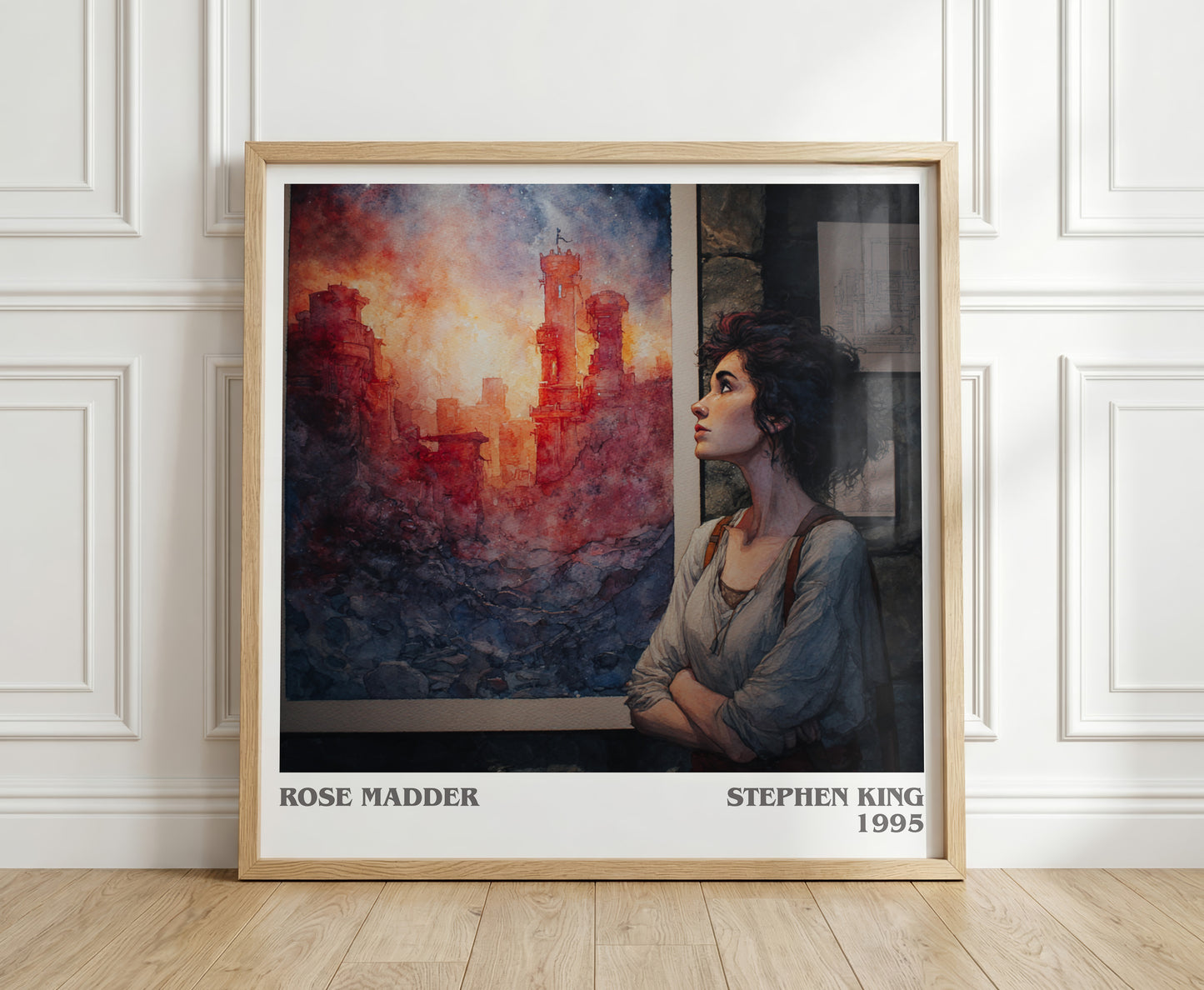 Rose Madder literary print in frame leaning in hallway – horror wall art