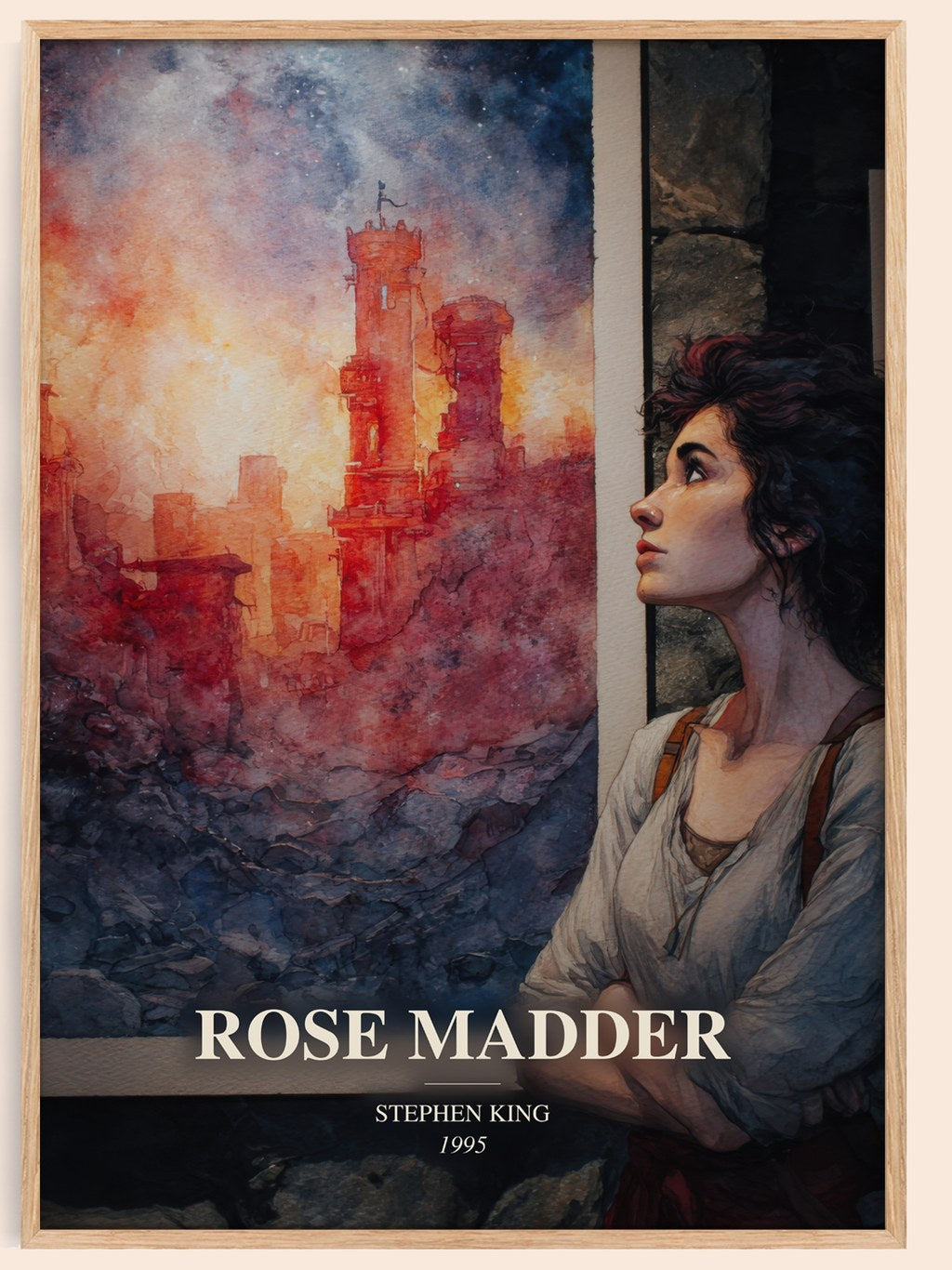 Rose Madder watercolour book poster by Stephen King – framed literary art print