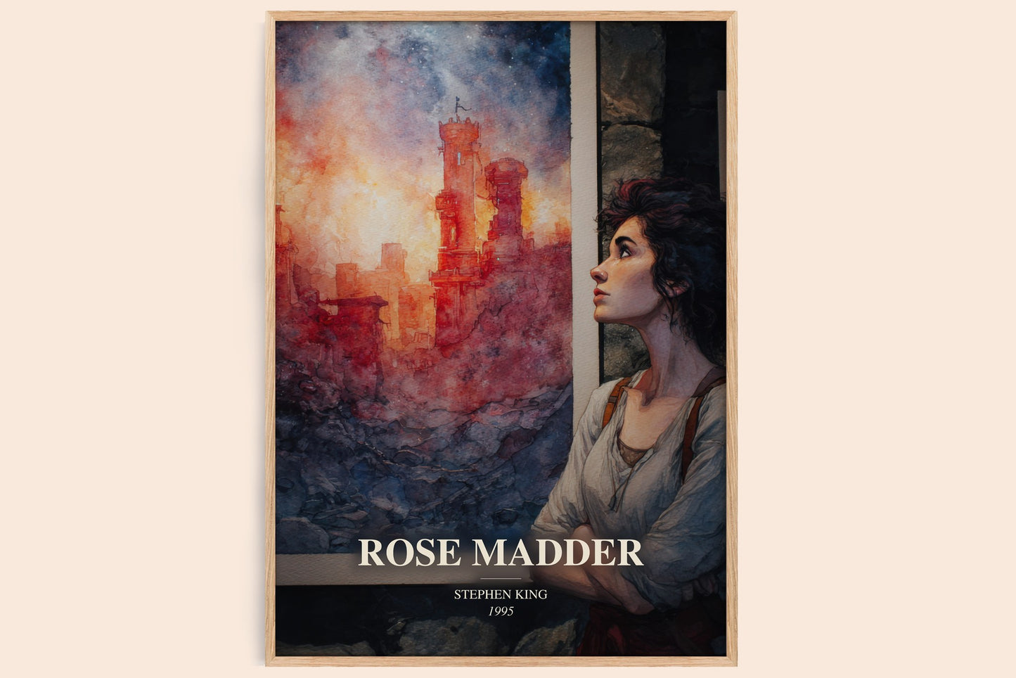 Rose Madder watercolour book poster by Stephen King – framed literary art print