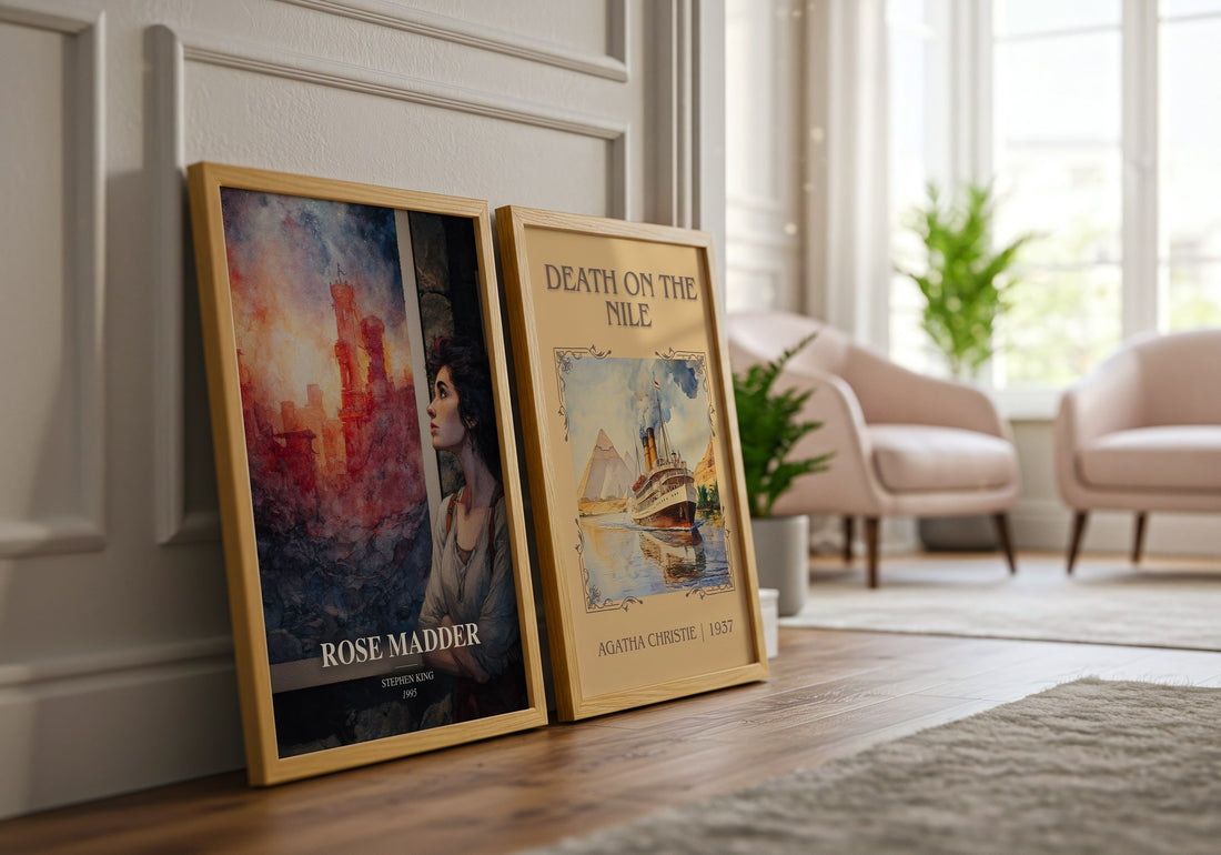 Rose Madder watercolour print framed by window – literary home decor