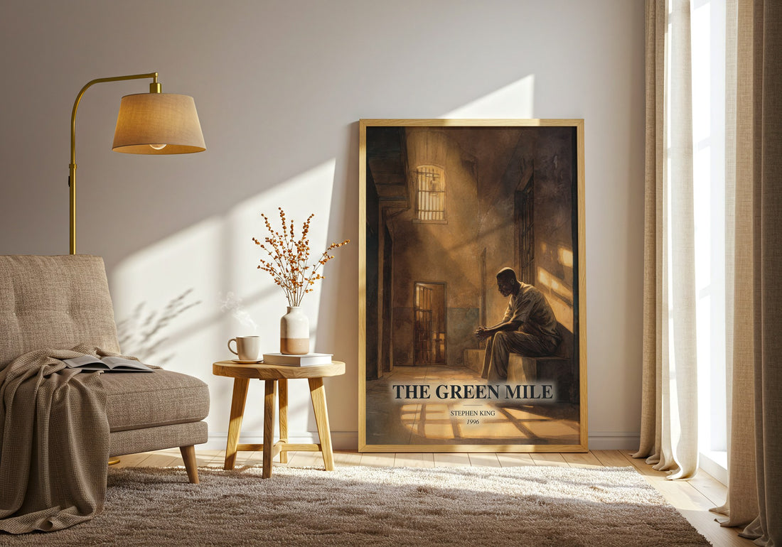 The Green Mile watercolour print in frame leaning in hallway – horror wall art (mockup)