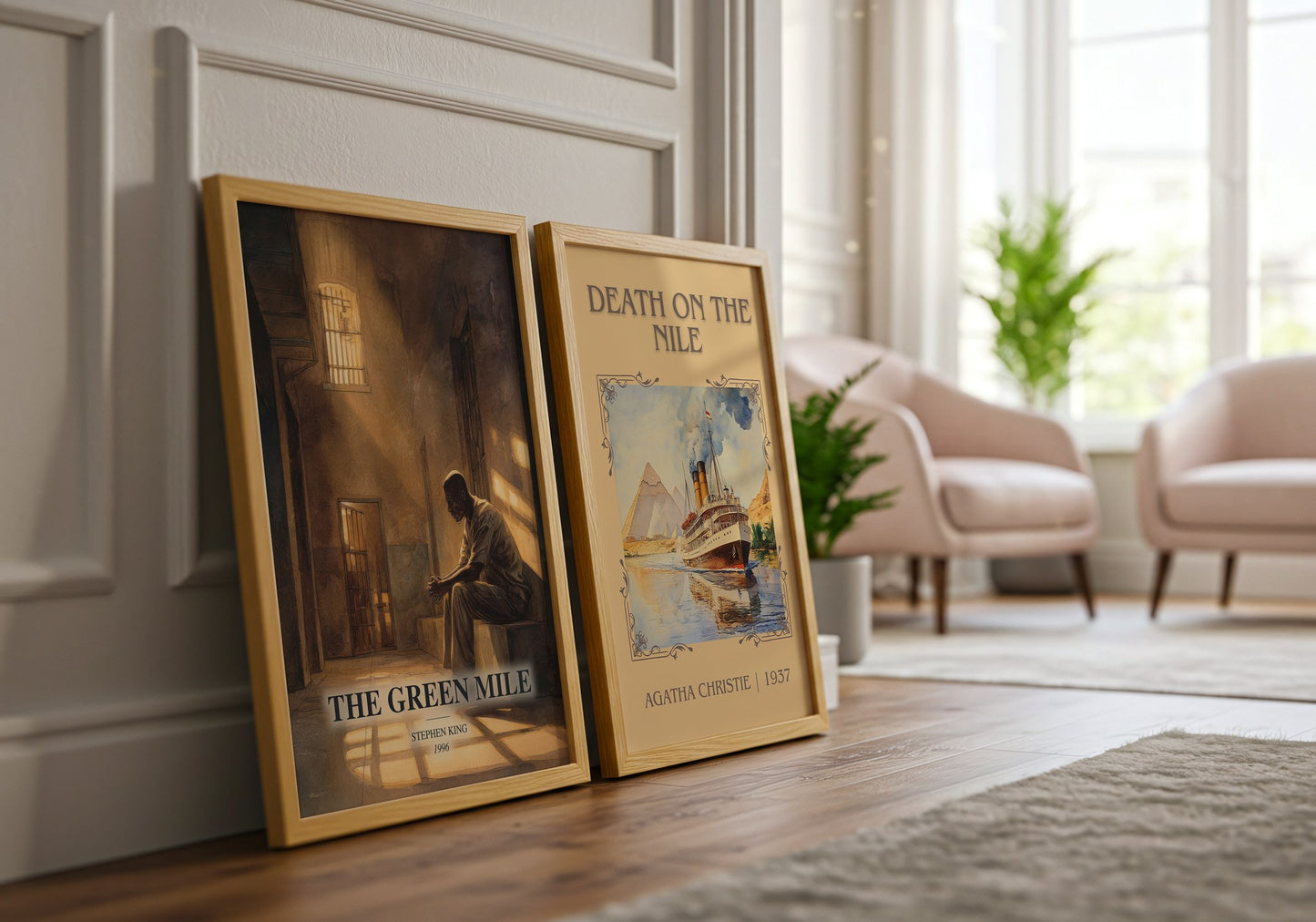 The Green Mile watercolour print framed by window – literary home decor