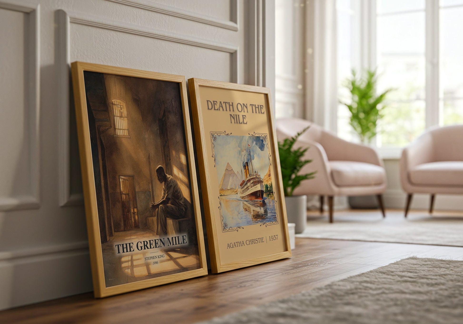 The Green Mile watercolour print framed by window – literary home decor