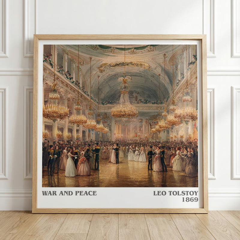 War and Peace literary print in frame leaning in hallway – historical fiction wall art