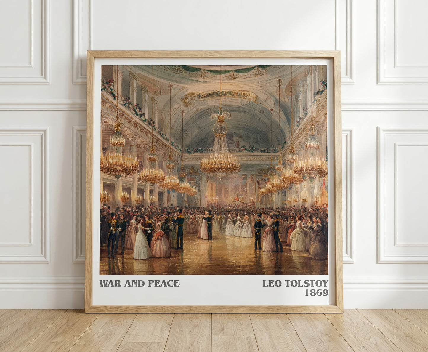War and Peace literary print in frame leaning in hallway – historical fiction wall art