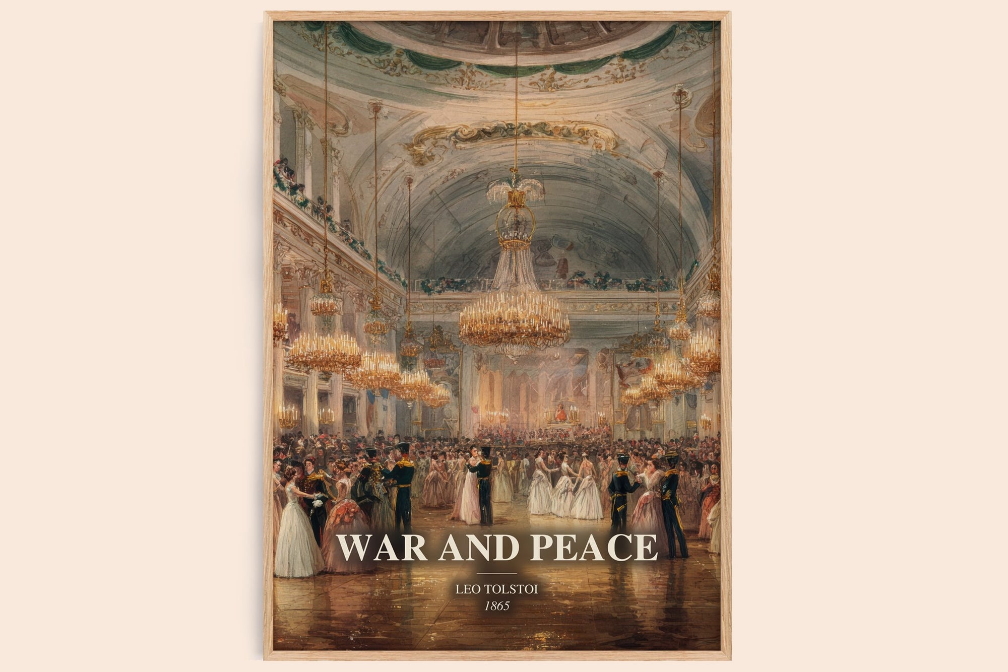 War And Peace watercolour book poster by Leo Tolstoi – framed literary art print