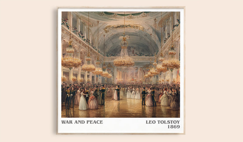 War and Peace Literary Art Print by Leo Tolstoi (Square style)