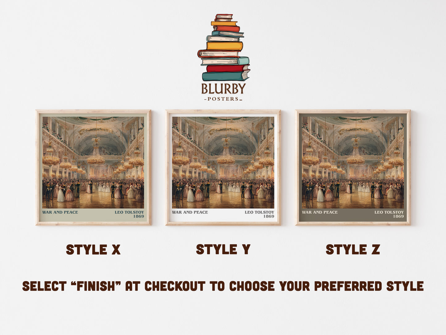 War and Peace literary art print colour and style options – Leo Tolstoi book art