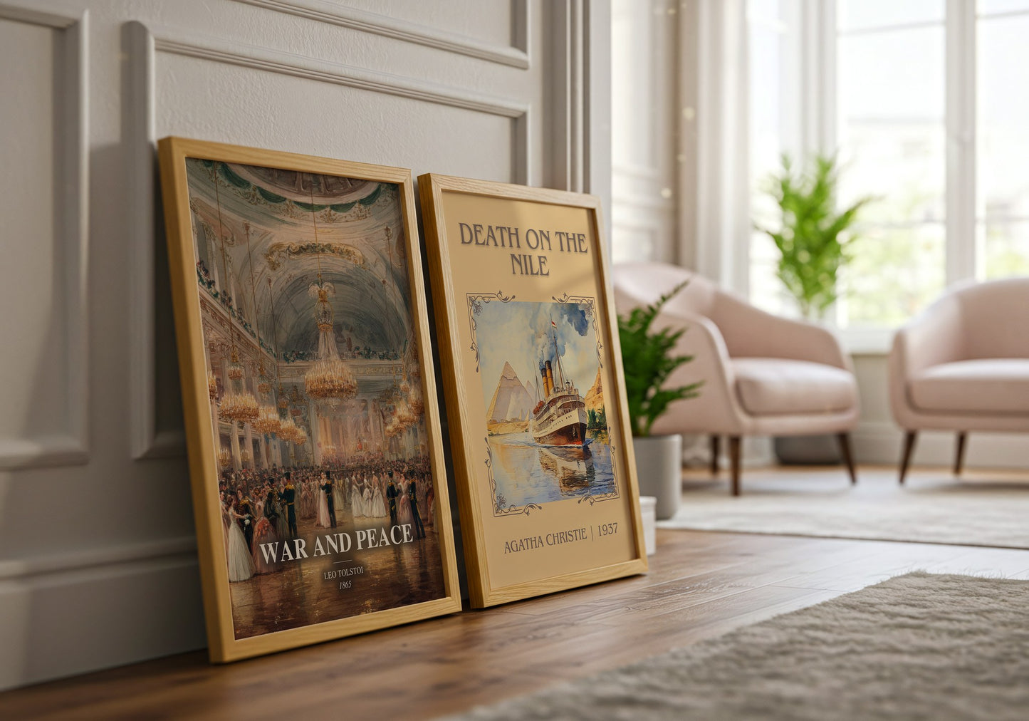 War And Peace watercolour print framed by window – literary home decor