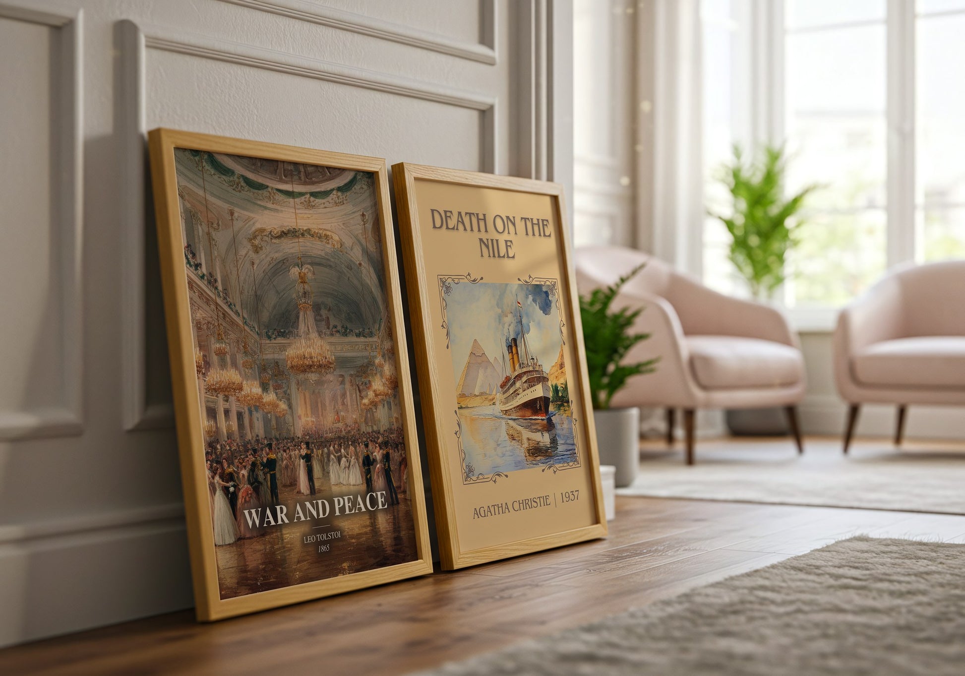 War And Peace watercolour print framed by window – literary home decor