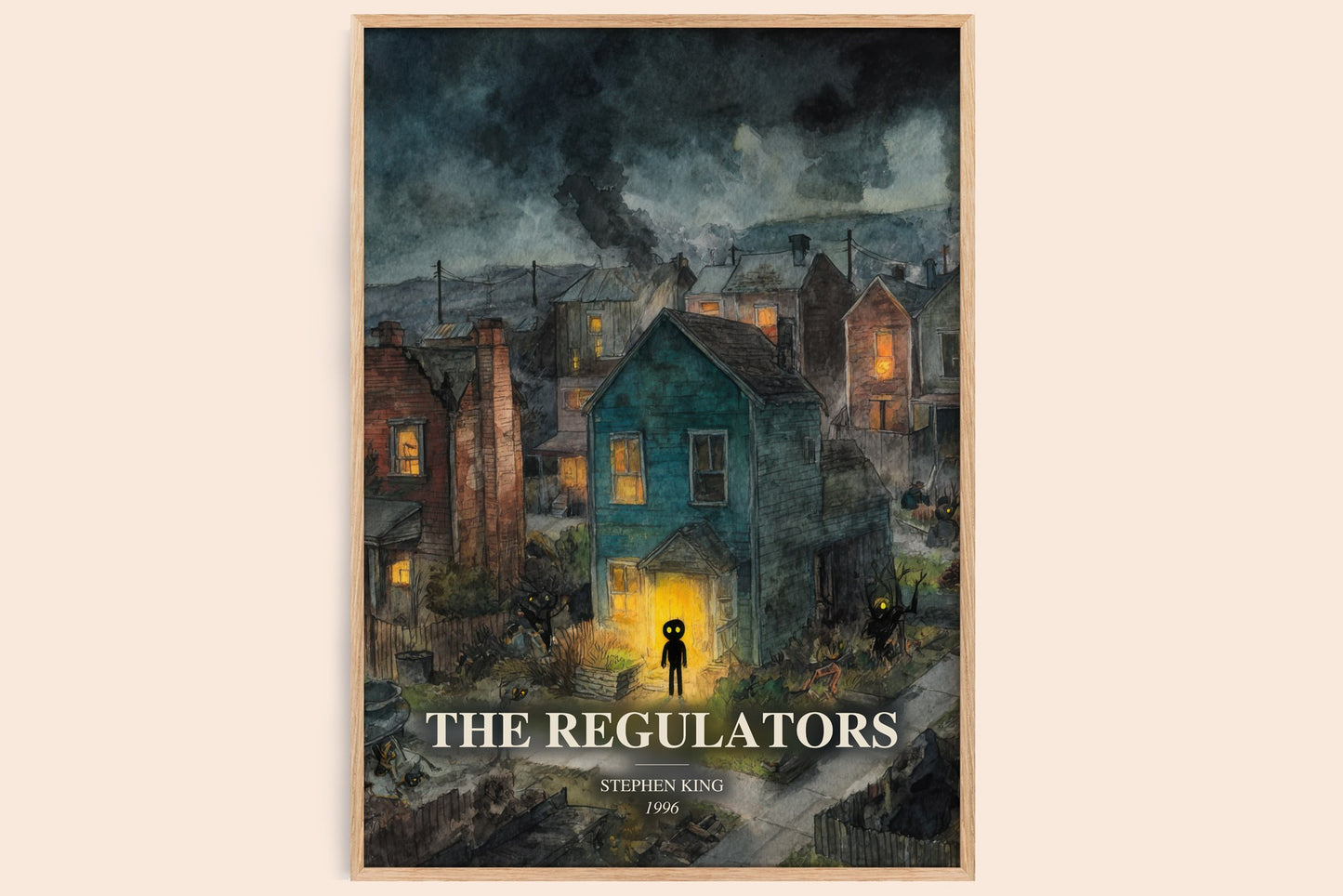 The Regulators watercolour book poster by Stephen King – framed literary art print