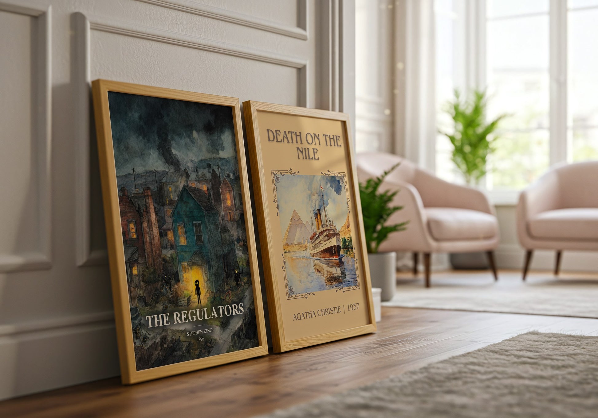 The Regulators watercolour print framed by window – literary home decor