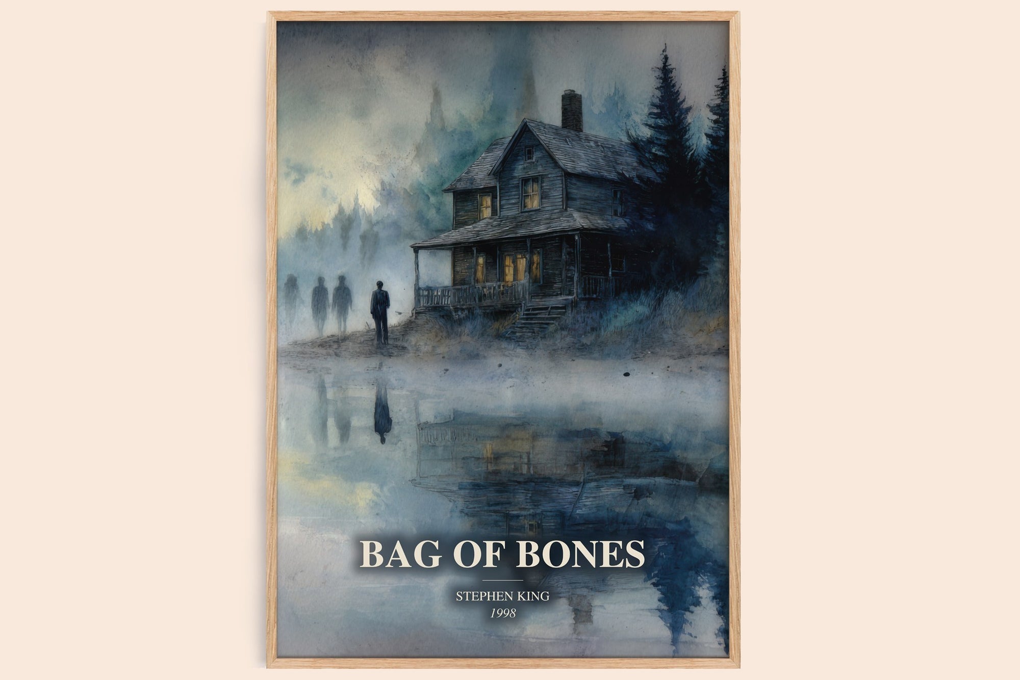 Bag Of Bones watercolour book poster by Stephen King – framed literary art print