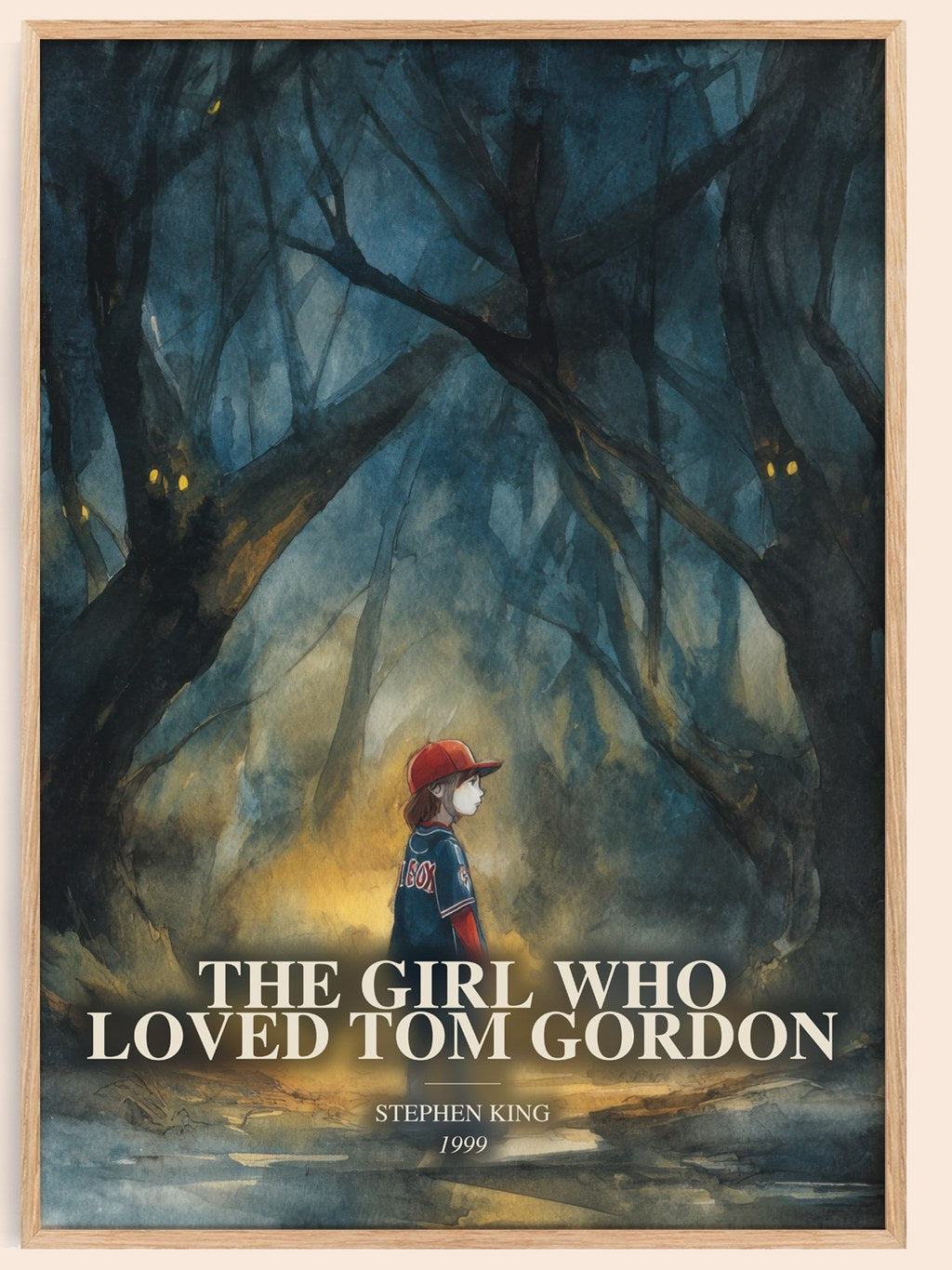 The Girl Who Loved Tom Gordon watercolour book poster by Stephen King – framed literary art print