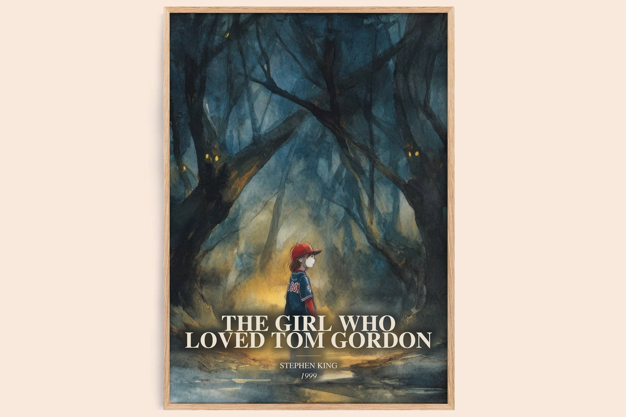 The Girl Who Loved Tom Gordon watercolour book poster by Stephen King – framed literary art print