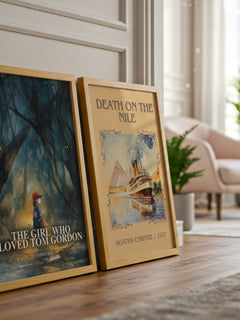 The Girl Who Loved Tom Gordon watercolour print framed by window – literary home decor