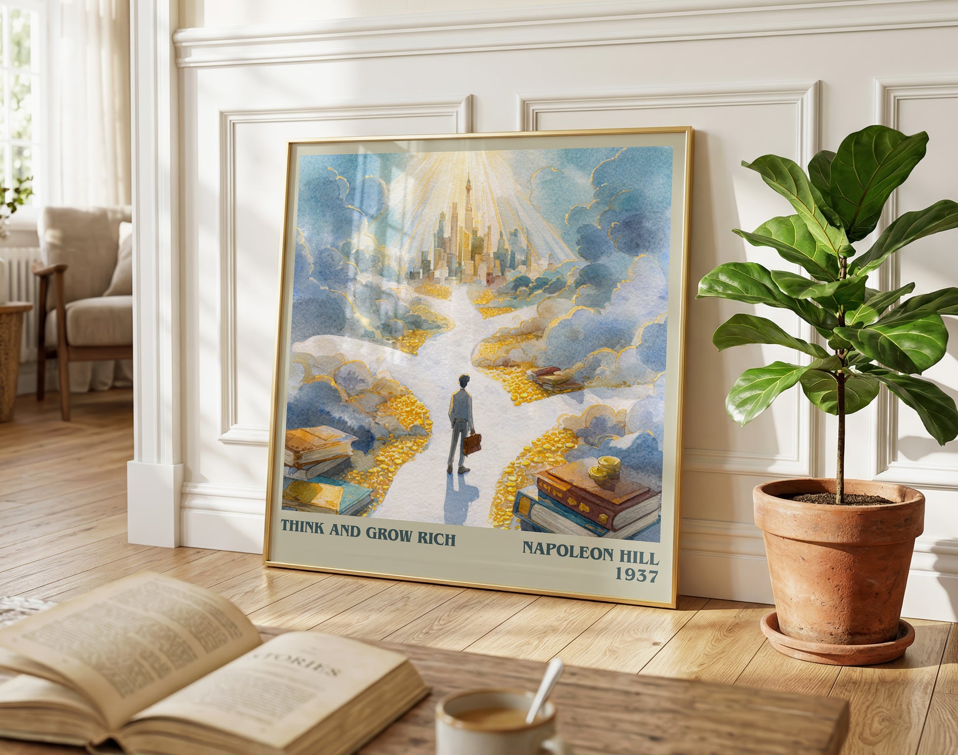 Think and Grow Rich literary poster paired in gallery wall – literary art prints