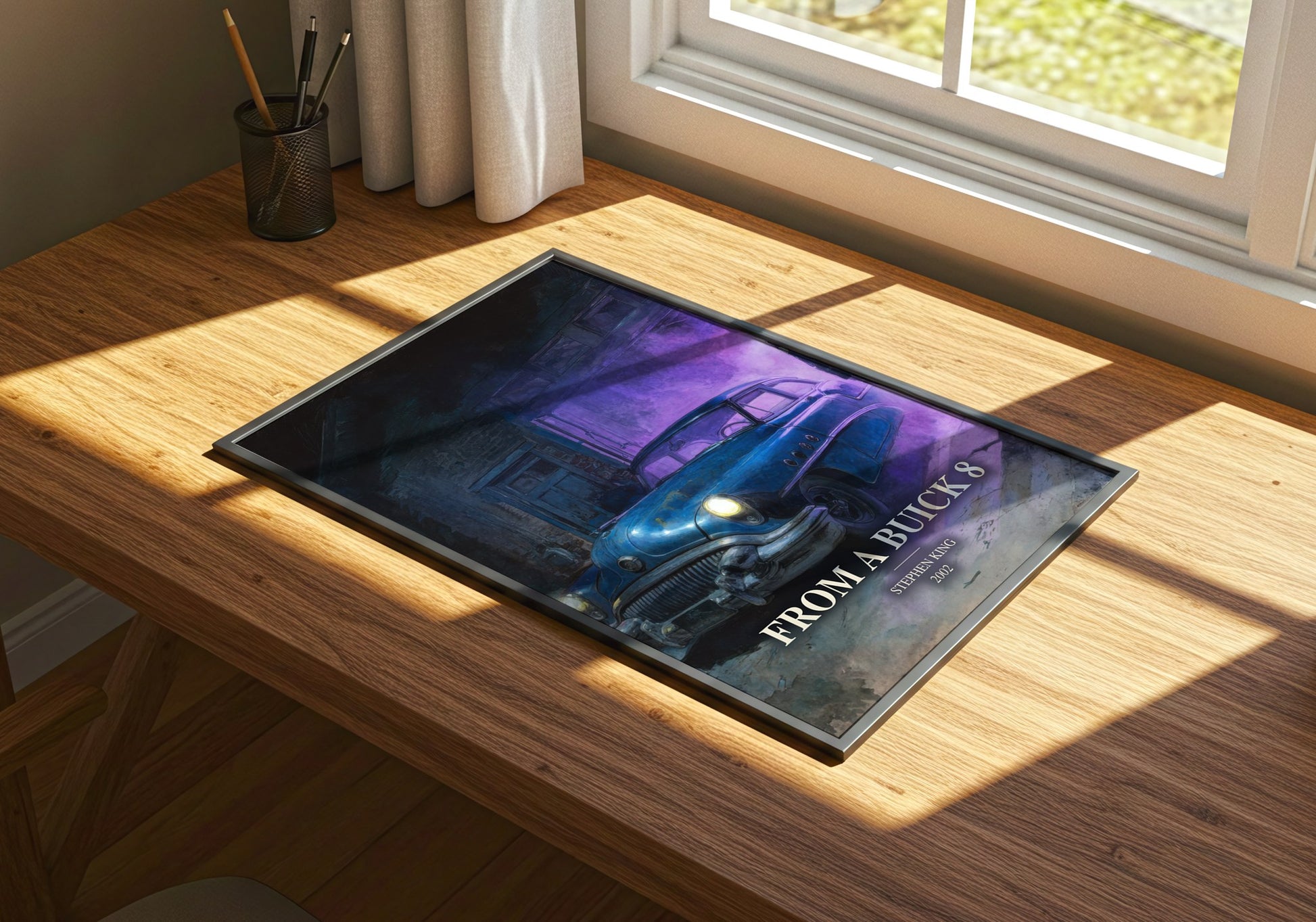 From A Buick 8 watercolour book poster framed on wall – horror wall art