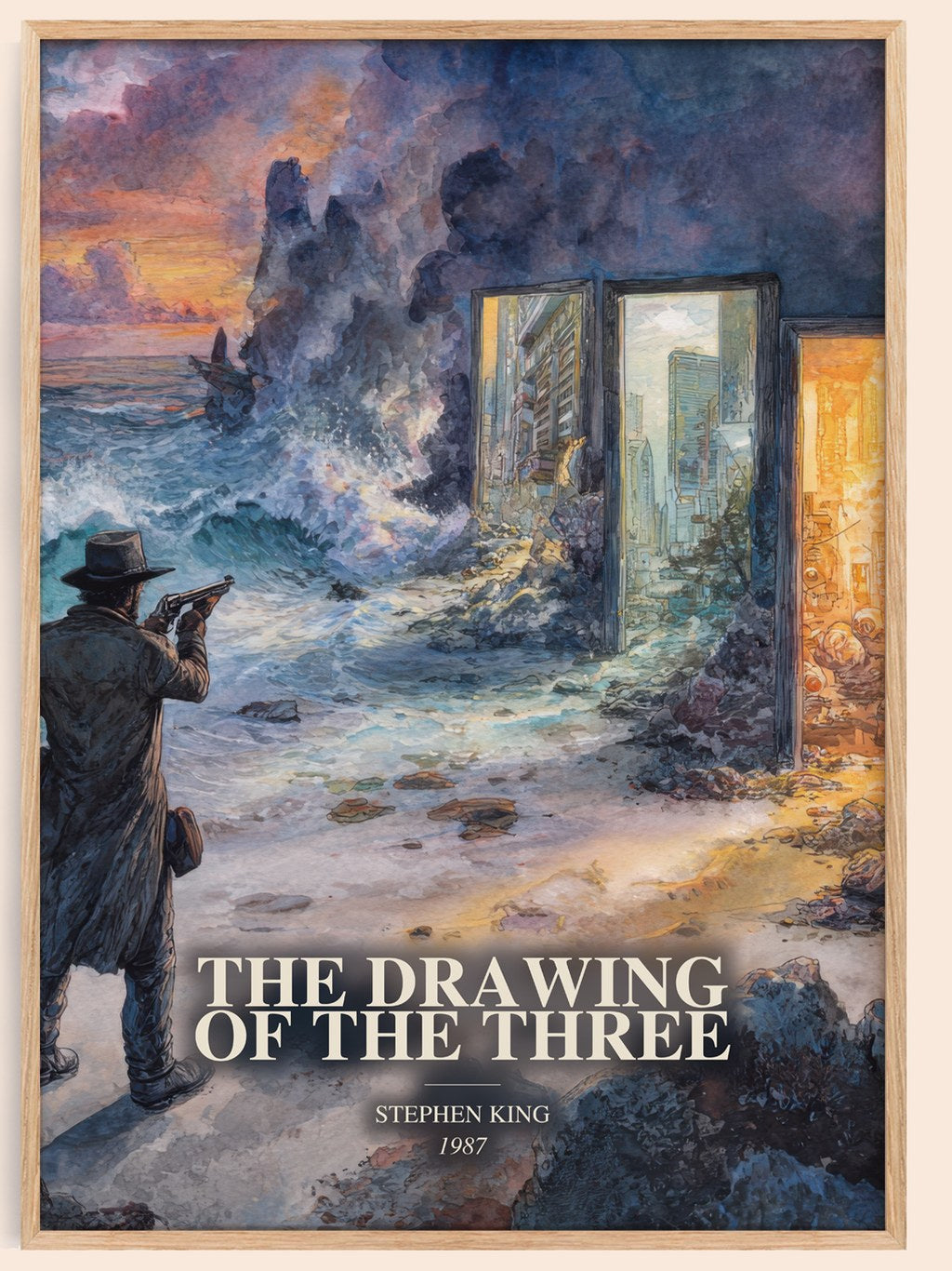 The Drawing Of The Three watercolour book poster by Stephen King – framed literary art print