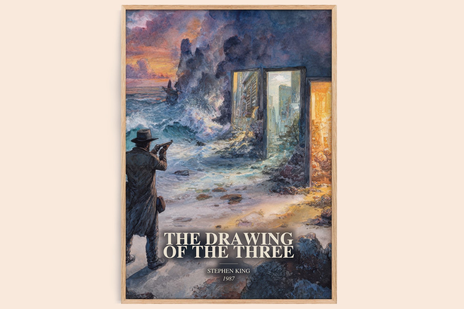 The Drawing Of The Three watercolour book poster by Stephen King – framed literary art print