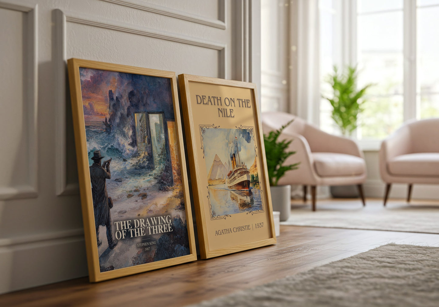 The Drawing Of The Three watercolour print framed by window – literary home decor