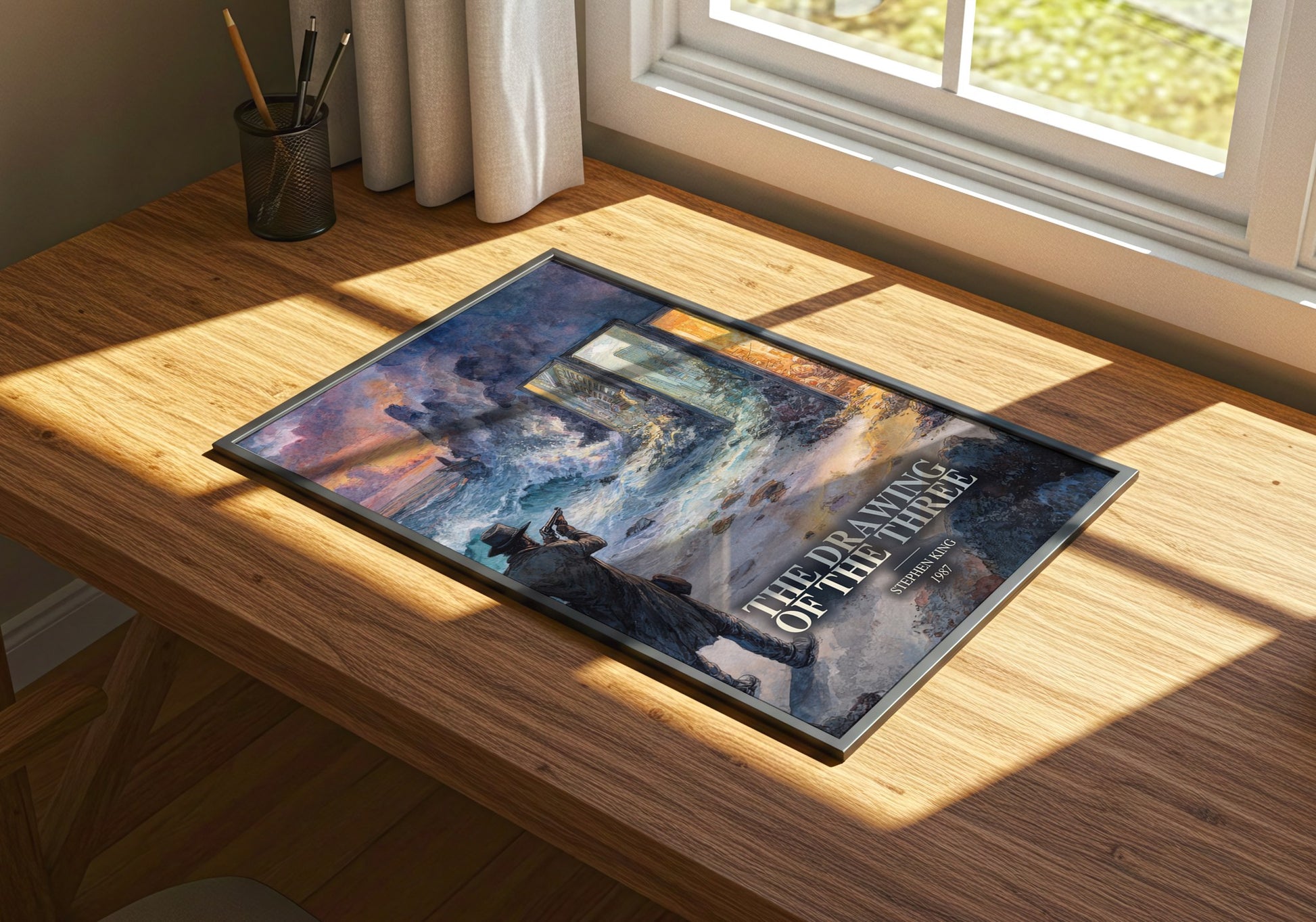 The Drawing Of The Three watercolour book poster framed on wall – fantasy wall art